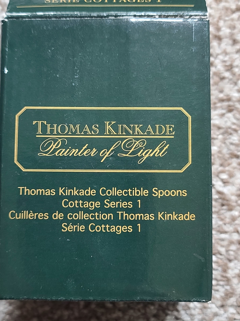Thomas Kinkade Painter of Light Collectible Spoons Box - Green & Gold
